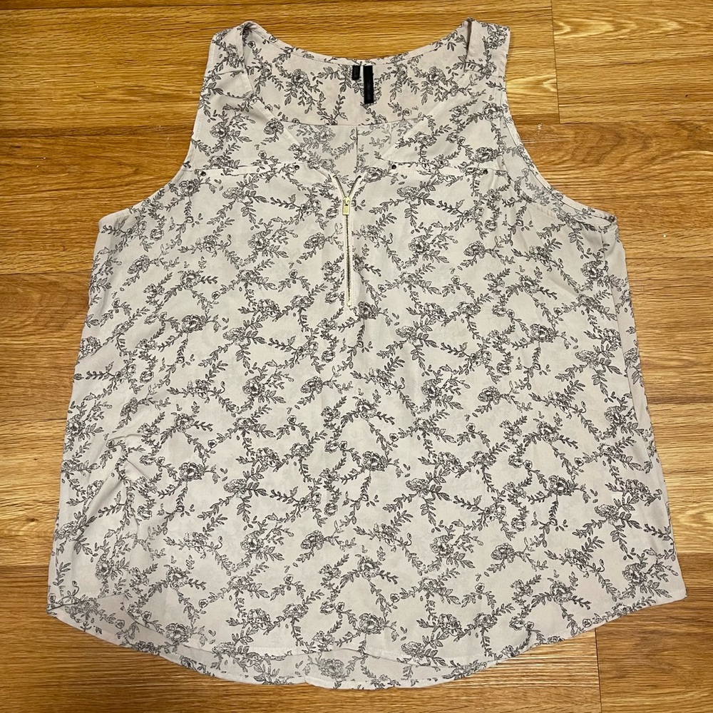 Ladies Maurice’s Floral Scoop Sleeveless Blouse with Zipper Size Extra Large